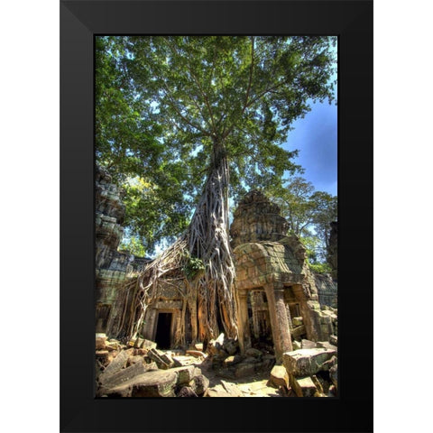 Cambodia, Angkor Wat Ruins of Beng Melea Temple Black Modern Wood Framed Art Print by Shimlock, Jones