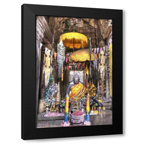 Altar inside a temple, Angkor Wat, Cambodia Black Modern Wood Framed Art Print with Double Matting by Shimlock, Jones