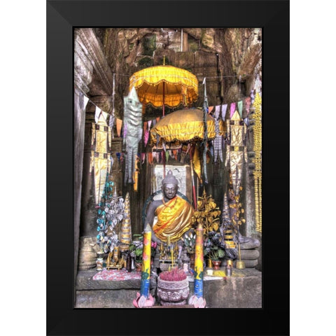 Altar inside a temple, Angkor Wat, Cambodia Black Modern Wood Framed Art Print by Shimlock, Jones
