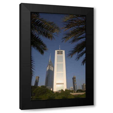UAE, Dubai Jumeirah Emirates Towers in morning Black Modern Wood Framed Art Print with Double Matting by Young, Bill