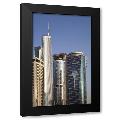 UAE, Dubai Jumeirah Lake Towers in the afternoon Black Modern Wood Framed Art Print with Double Matting by Young, Bill