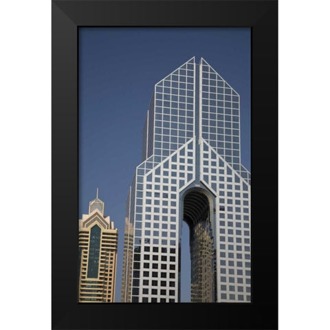 UAE, Dubai Beautiful Modern architectecture Black Modern Wood Framed Art Print by Young, Bill