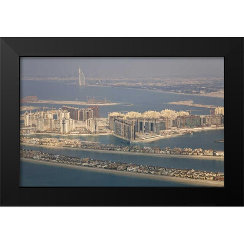 UAE, Dubai Artificial islands line the bay Black Modern Wood Framed Art Print by Young, Bill