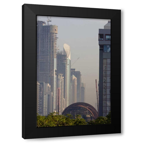 UAE, Dubai Metro station under construction Black Modern Wood Framed Art Print with Double Matting by Young, Bill