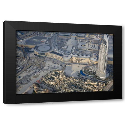 UAE, Dubai Aerial of downtown Dubai Black Modern Wood Framed Art Print with Double Matting by Young, Bill