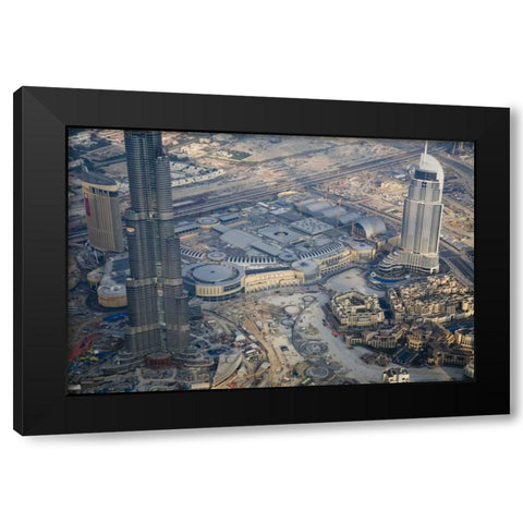 UAE, Dubai Aerial downdown cityscape Black Modern Wood Framed Art Print with Double Matting by Young, Bill