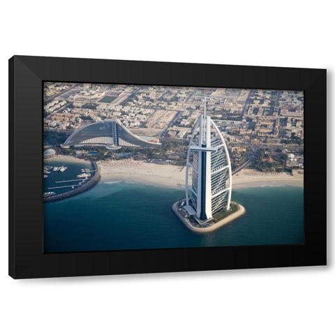 UAE, Dubai Aerial Cityscape and Waterfront Black Modern Wood Framed Art Print with Double Matting by Young, Bill