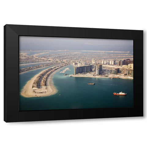 UAE, Dubai Aerial of Palm Jumeirah islands Black Modern Wood Framed Art Print by Young, Bill
