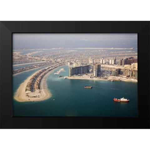 UAE, Dubai Aerial of Palm Jumeirah islands Black Modern Wood Framed Art Print by Young, Bill