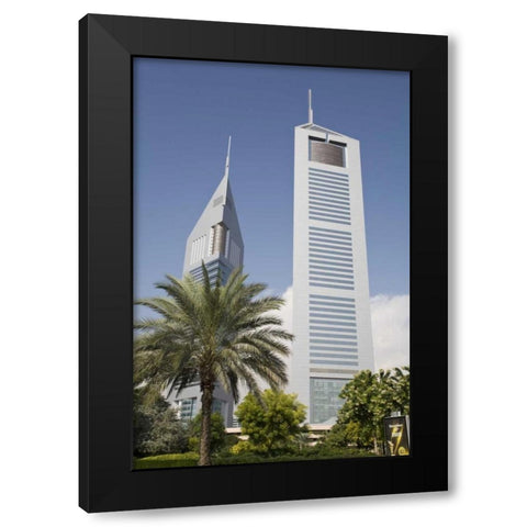 UAE, Dubai View of Jumeirah Emirates Towers Black Modern Wood Framed Art Print with Double Matting by Young, Bill