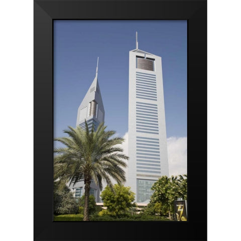 UAE, Dubai View of Jumeirah Emirates Towers Black Modern Wood Framed Art Print by Young, Bill