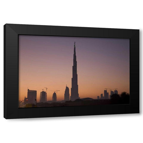 UAE, Dubai Cityscape at sunrise Black Modern Wood Framed Art Print with Double Matting by Young, Bill