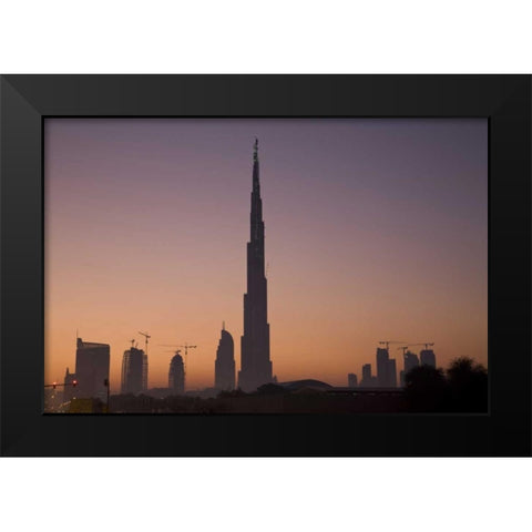 UAE, Dubai Cityscape at sunrise Black Modern Wood Framed Art Print by Young, Bill