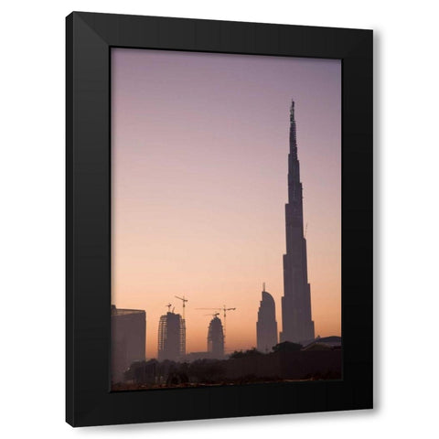 UAE, Dubai Cityscape at sunrise Black Modern Wood Framed Art Print by Young, Bill