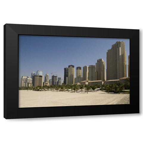 UAE, Dubai, Marina Jumeirah Beach buildings Black Modern Wood Framed Art Print with Double Matting by Young, Bill