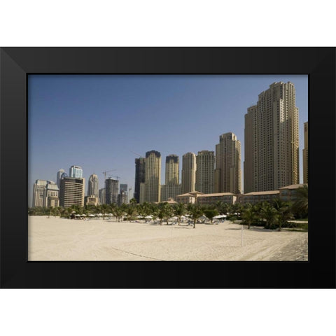 UAE, Dubai, Marina Jumeirah Beach buildings Black Modern Wood Framed Art Print by Young, Bill