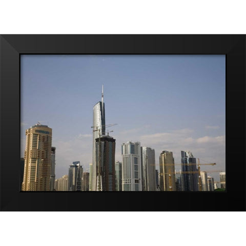 UAE, Dubai Construction amid skyscrapers Black Modern Wood Framed Art Print by Young, Bill