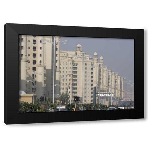 UAE, Dubai Apartment buildings next to main road Black Modern Wood Framed Art Print with Double Matting by Young, Bill