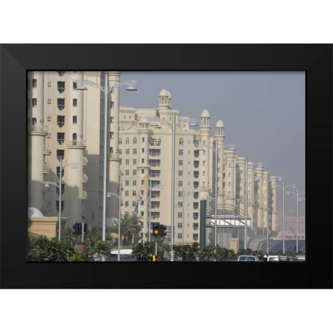 UAE, Dubai Apartment buildings next to main road Black Modern Wood Framed Art Print by Young, Bill