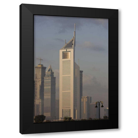 UAE, Dubai Tall Downtown city buildings Black Modern Wood Framed Art Print by Young, Bill