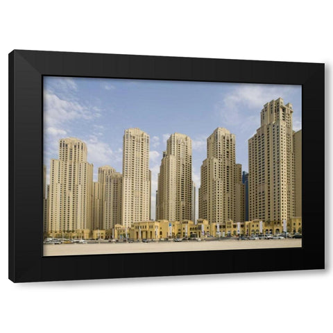 UAE, Dubai, Marina Jumeirah Beach buildings Black Modern Wood Framed Art Print by Young, Bill