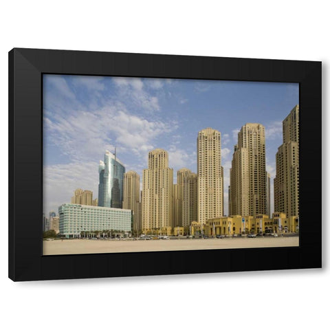 UAE, Dubai, Marina Jumeirah Beach Residence Black Modern Wood Framed Art Print with Double Matting by Young, Bill