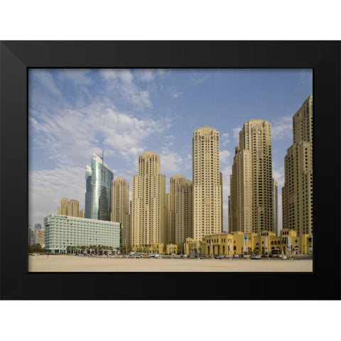 UAE, Dubai, Marina Jumeirah Beach Residence Black Modern Wood Framed Art Print by Young, Bill