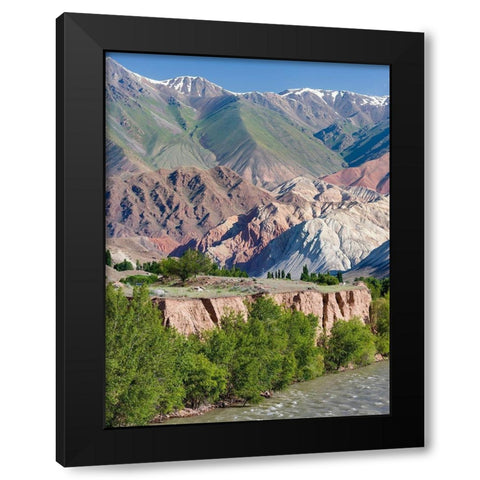 Valley of river Suusamyr in the Tien Shan Mountains west of Ming-Kush-Kyrgyzstan Black Modern Wood Framed Art Print with Double Matting by Zwick, Martin