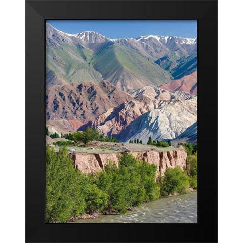 Valley of river Suusamyr in the Tien Shan Mountains west of Ming-Kush-Kyrgyzstan Black Modern Wood Framed Art Print by Zwick, Martin