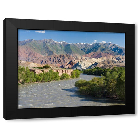 Valley of river Suusamyr in the Tien Shan Mountains west of Ming-Kush-Kyrgyzstan Black Modern Wood Framed Art Print with Double Matting by Zwick, Martin