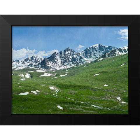 Landscape at the Otmok mountain pass in the Tien Shan or heavenly mountains-Kyrgyzstan Black Modern Wood Framed Art Print by Zwick, Martin