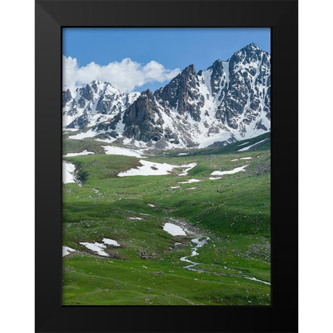 Landscape at the Otmok mountain pass in the Tien Shan or heavenly mountains-Kyrgyzstan Black Modern Wood Framed Art Print by Zwick, Martin