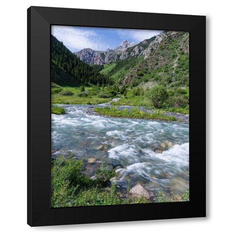 Landscape in the National Park Besch Tasch in the Talas Alatoo mountain range Black Modern Wood Framed Art Print with Double Matting by Zwick, Martin