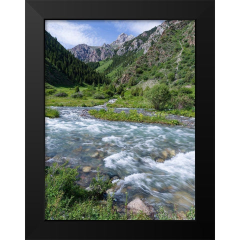 Landscape in the National Park Besch Tasch in the Talas Alatoo mountain range Black Modern Wood Framed Art Print by Zwick, Martin