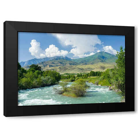 Landscape near Toktogul close to Tien Shan Highway-connecting Bishkek with Osh Black Modern Wood Framed Art Print with Double Matting by Zwick, Martin