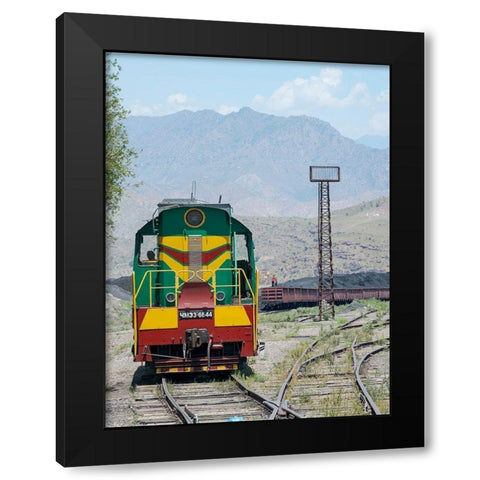 Railway for transporting coal Town Tasch Kumyr Black Modern Wood Framed Art Print by Zwick, Martin