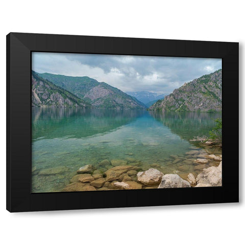 Lake Sary-Chelek in the nature reserve Sary-Chelek Black Modern Wood Framed Art Print by Zwick, Martin