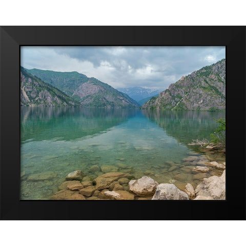 Lake Sary-Chelek in the nature reserve Sary-Chelek Black Modern Wood Framed Art Print by Zwick, Martin