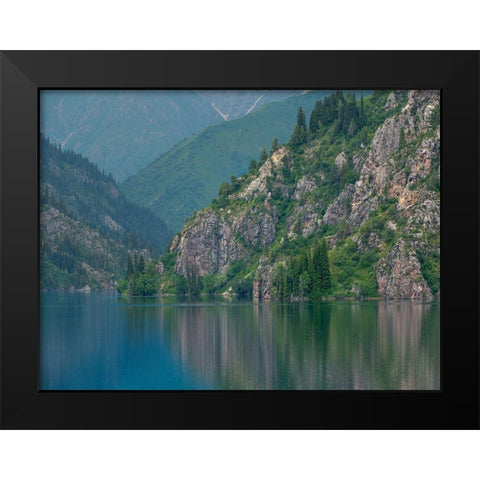 Lake Sary-Chelek in the nature reserve Sary-Chelek Black Modern Wood Framed Art Print by Zwick, Martin