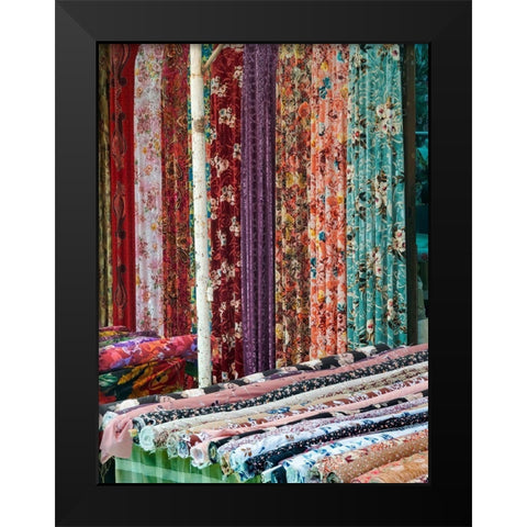 Jayma Bazaar-one of the greatest traditional markets in central Asia City Osh in the Fergana Valley  Black Modern Wood Framed Art Print by Zwick, Martin