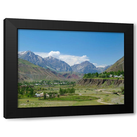 Landscape along the Pamir Highway The mountain range Tian Shan or Heavenly Mountains Black Modern Wood Framed Art Print with Double Matting by Zwick, Martin