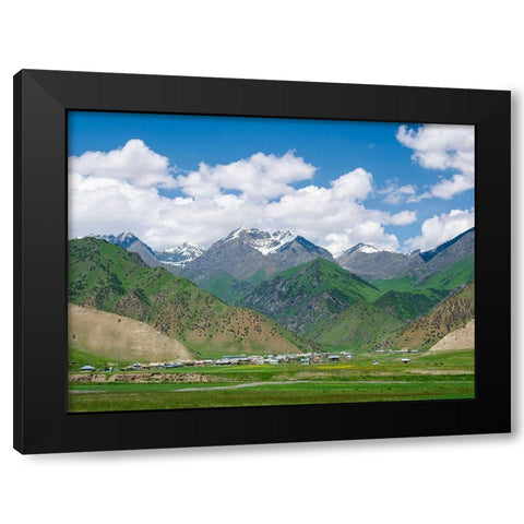 Landscape along the Pamir Highway The mountain range Tian Shan or Heavenly Mountains  Black Modern Wood Framed Art Print by Zwick, Martin