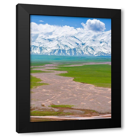 Alay Valley and the Trans-Alay Range in the Pamir Mountains  Black Modern Wood Framed Art Print with Double Matting by Zwick, Martin