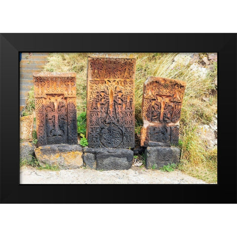 Armenia-Sevan Sevanavank 9th century Monastery complex Stone tablets Black Modern Wood Framed Art Print by Wilson, Emily