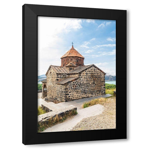 Armenia-Sevan The church of Surp Astvatsatsin at the Sevanavank Monastery complex on Lake Sevan Black Modern Wood Framed Art Print with Double Matting by Wilson, Emily