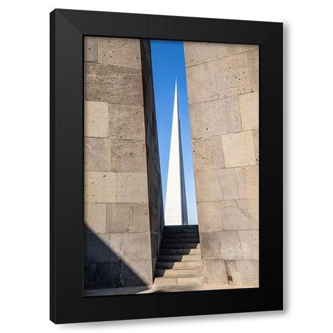 Yerevan-Armenia The Memorial Column at the Tsitsernakaberd Armenian Genocide Memorial Complex Black Modern Wood Framed Art Print by Wilson, Emily