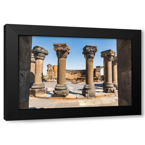 Armenia Armavir Province Vagharshapat Zvartnots Ruins of the Zvartnots Cathedral Black Modern Wood Framed Art Print with Double Matting by Wilson, Emily
