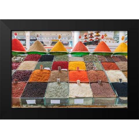 Dushanbe-Tajikistan Spices for sale at the Mehrgon Market in Dushanbe Black Modern Wood Framed Art Print by Wilson, Emily M.