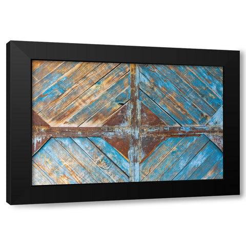 Margib-Sughd Province-Tajikistan Faded blue paint on a wooden door Black Modern Wood Framed Art Print with Double Matting by Wilson, Emily M.