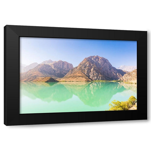 Iskanderkul-Sughd Province-Tajikistan Mountains and blue sky above Iskanderkul Lake Black Modern Wood Framed Art Print by Wilson, Emily M.